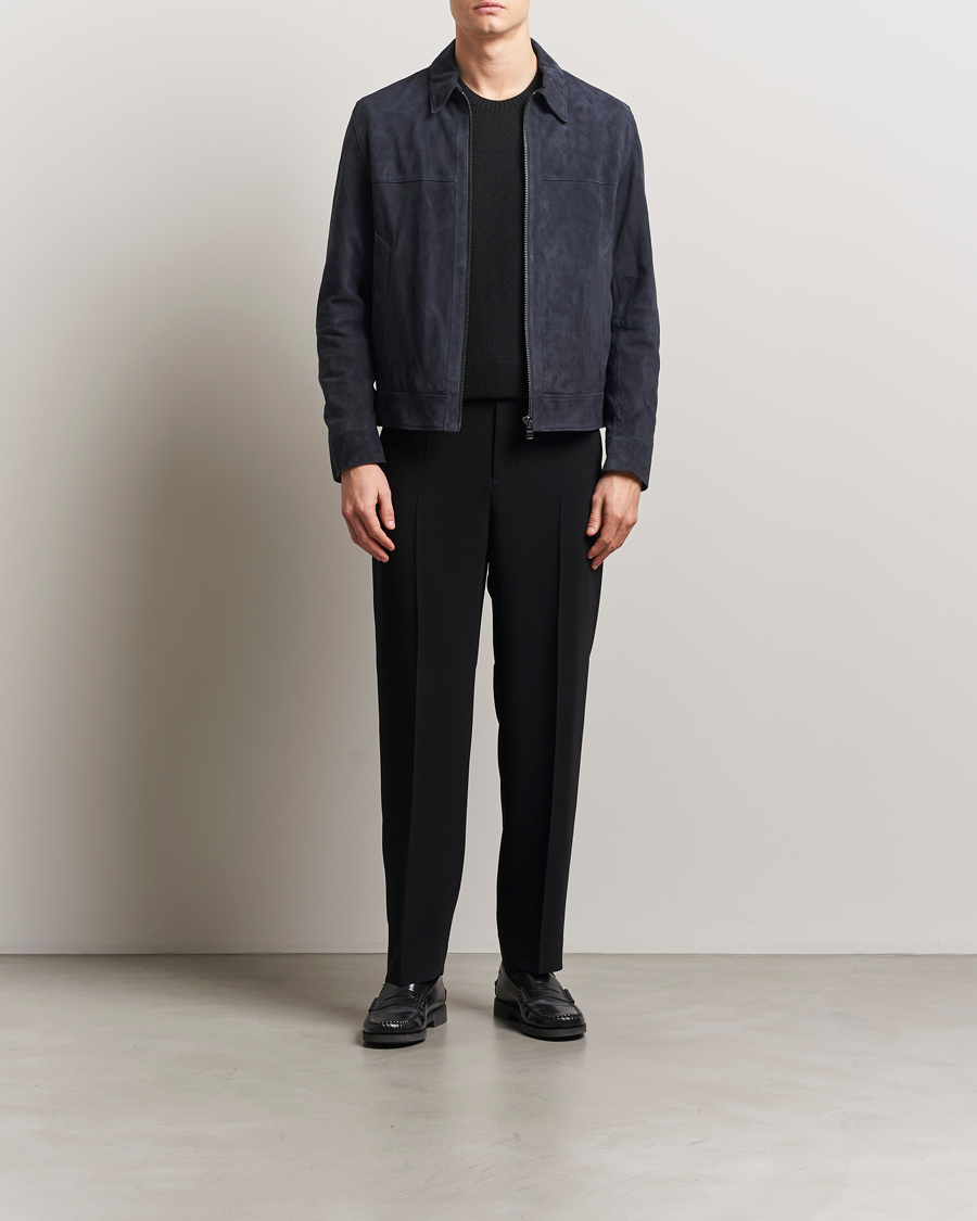 Hombres | Abrigos y chaquetas | BOSS BLACK | Malbano Suede Jacket Dark Blue
