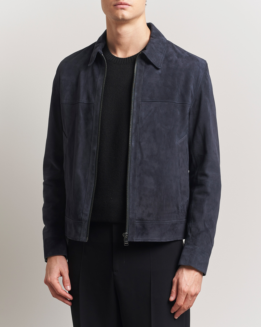 Hombres | Abrigos y chaquetas | BOSS BLACK | Malbano Suede Jacket Dark Blue