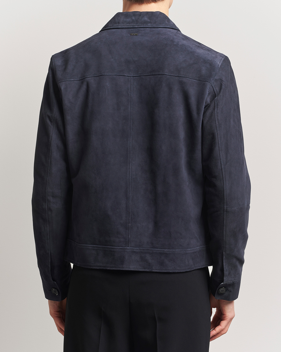Hombres | Abrigos y chaquetas | BOSS BLACK | Malbano Suede Jacket Dark Blue