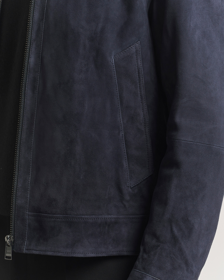 Hombres | Abrigos y chaquetas | BOSS BLACK | Malbano Suede Jacket Dark Blue