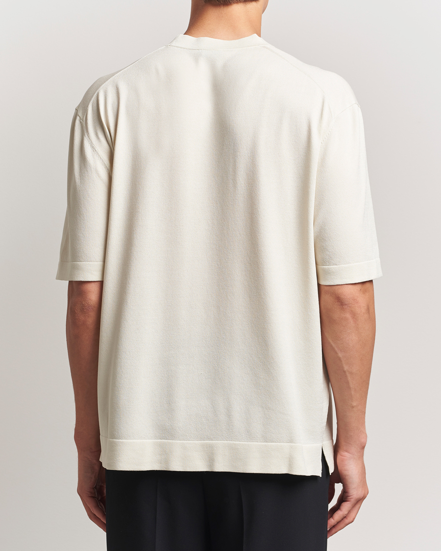 Hombres | Camisetas | BOSS BLACK | Jervaiso Cotton/Silk Knitted T-Shirt Open White