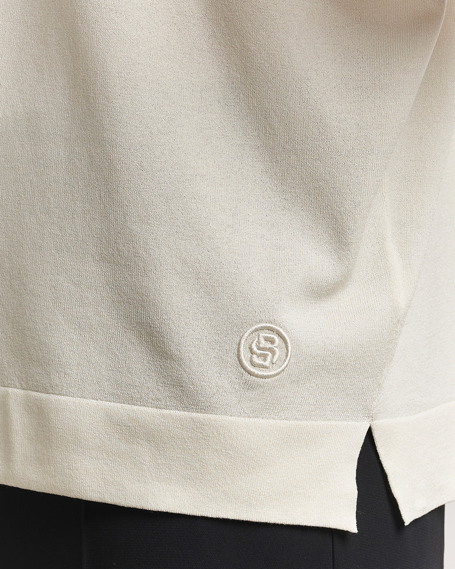 Hombres | Camisetas | BOSS BLACK | Jervaiso Cotton/Silk Knitted T-Shirt Open White