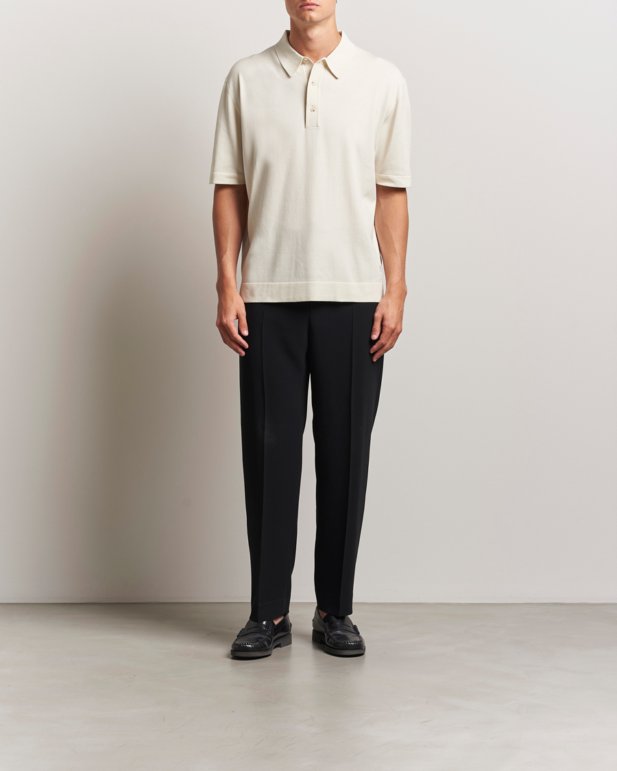 Hombres | Polos | BOSS BLACK | Jervasoni Cotton/Silk Knitted Polo Open White