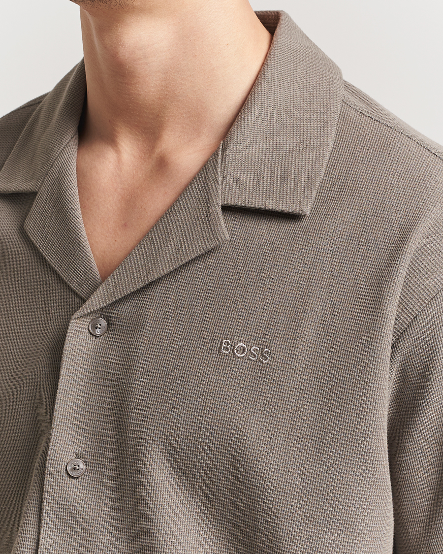 Hombres | Camisas | BOSS ORANGE | Waffle Short Sleeve Shirt Open Beige