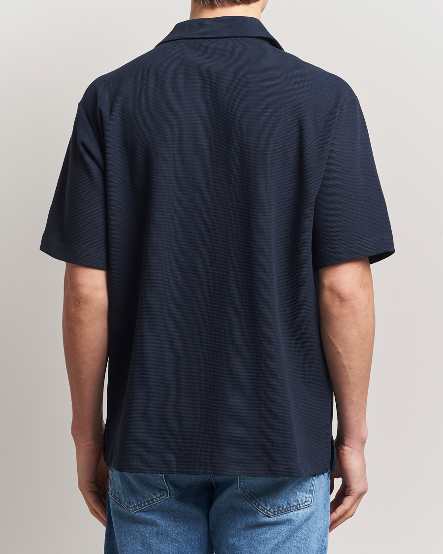 Hombres | Camisas | BOSS ORANGE | Waffle Short Sleeve Shirt Dark Blue