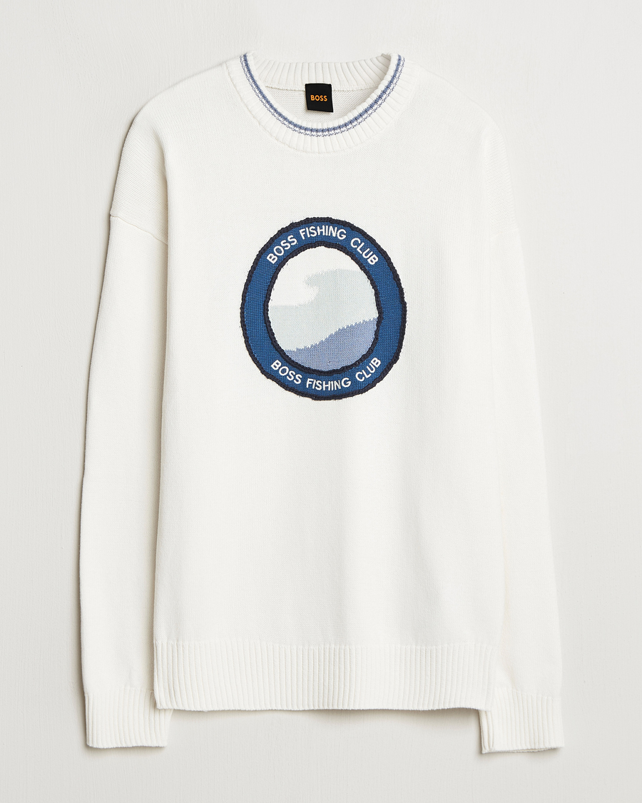 Hombres | Jerséis y prendas de punto | BOSS ORANGE | Klubfish Printed Crew Neck Sweater Natural