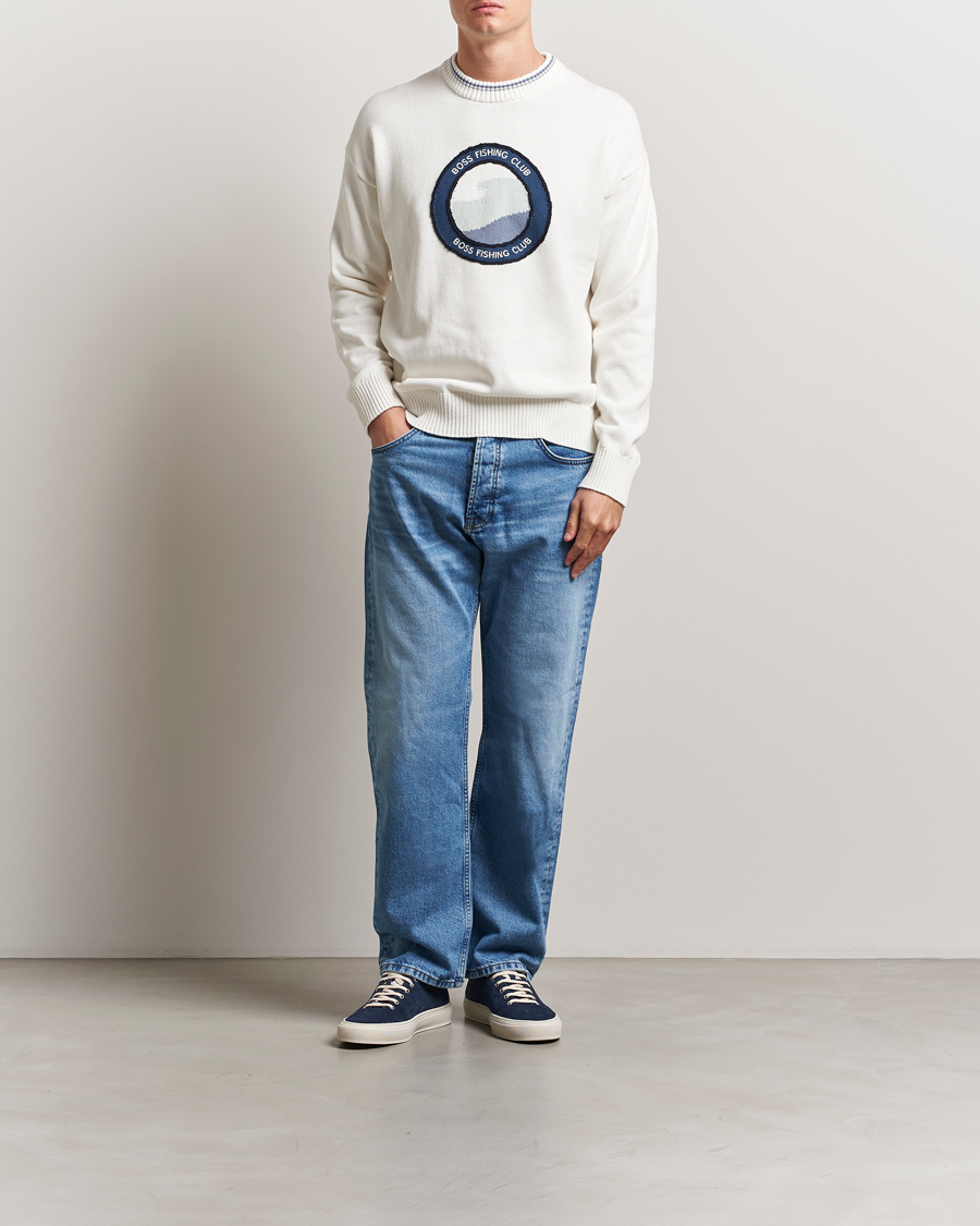 Hombres | Jerséis y prendas de punto | BOSS ORANGE | Klubfish Printed Crew Neck Sweater Natural