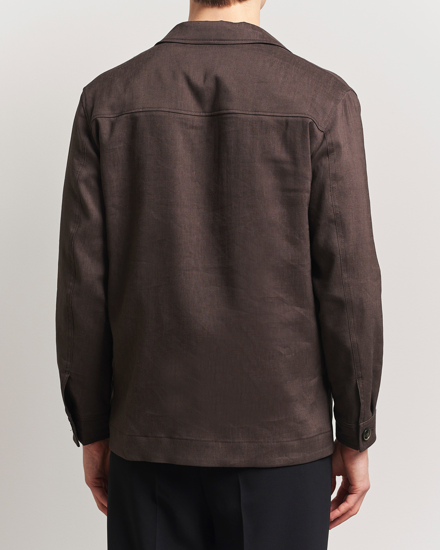 Hombres | Abrigos y chaquetas | BOSS CAMEL | Corvin Linen Shirt Jacket Dark Brown