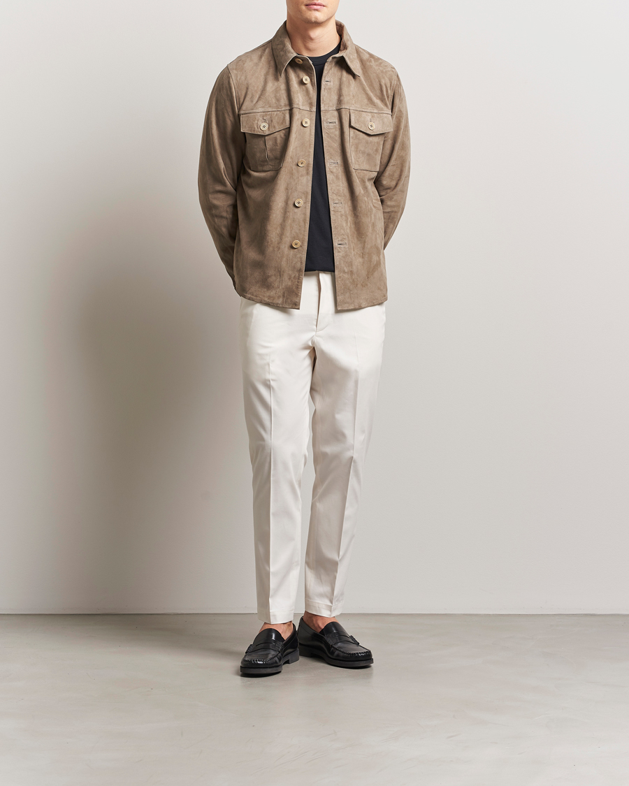 Hombres | Pantalones | BOSS CAMEL | Kaiton Cotton Pleated Trousers Open White