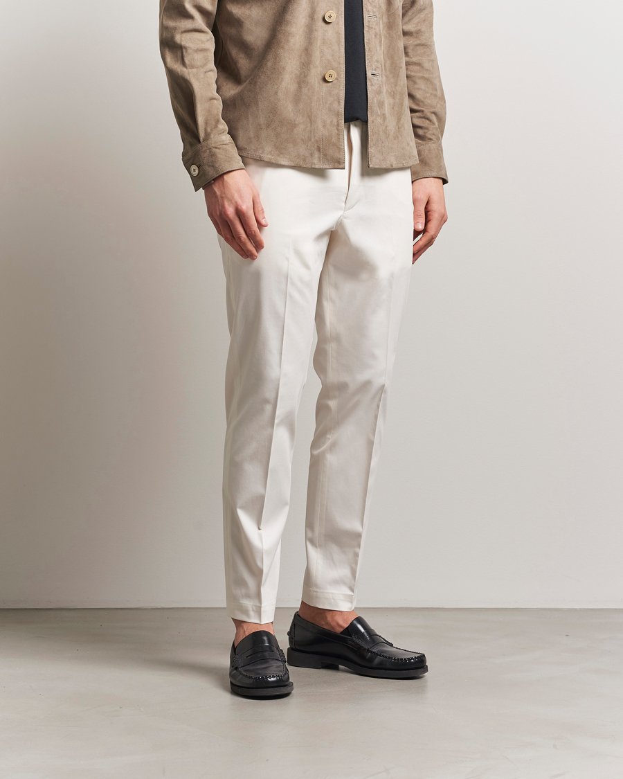 Hombres | Pantalones | BOSS CAMEL | Kaiton Cotton Pleated Trousers Open White