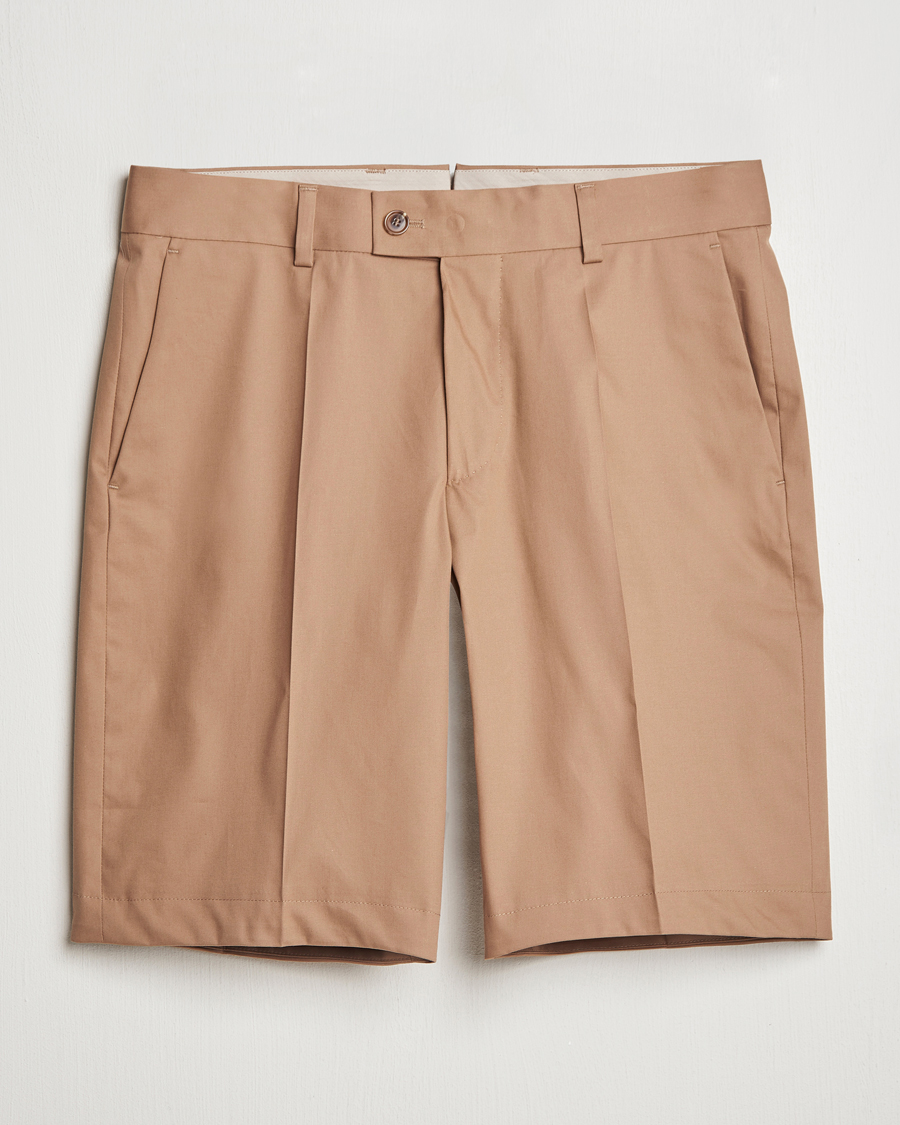 Hombres | Pantalones cortos | BOSS CAMEL | Peet Cotton Pleated Shorts Open Beige