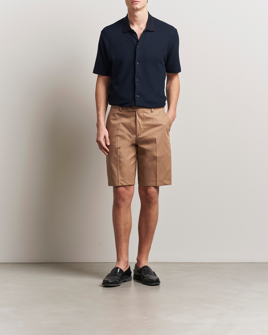 Hombres | Pantalones cortos | BOSS CAMEL | Peet Cotton Pleated Shorts Open Beige