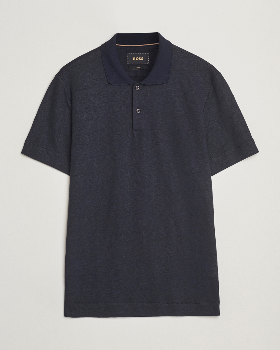 Hombres | Polos | BOSS CAMEL | Perry Linen Polo Dark Blue