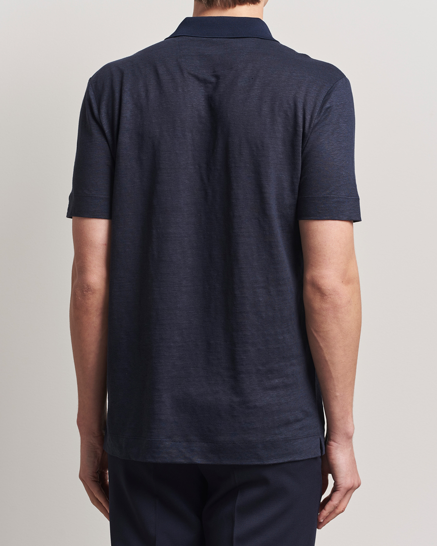 Hombres | Polos | BOSS CAMEL | Perry Linen Polo Dark Blue