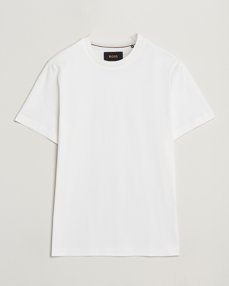 Hombres | Camisetas | BOSS CAMEL | Tesar Cotton Knitted T-Shirt White