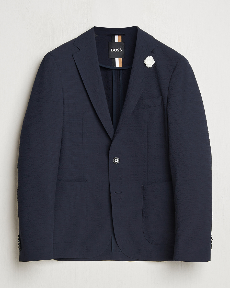 Hombres | Blazers | BOSS BLACK | Hanry Seersucker Patch Pocket Blazer Dark Blue