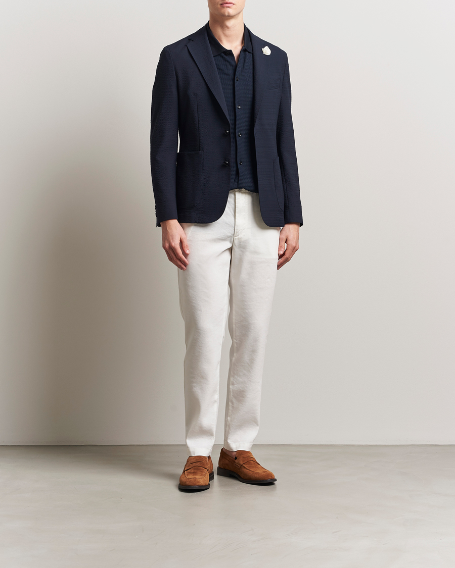 Hombres | Blazers | BOSS BLACK | Hanry Seersucker Patch Pocket Blazer Dark Blue