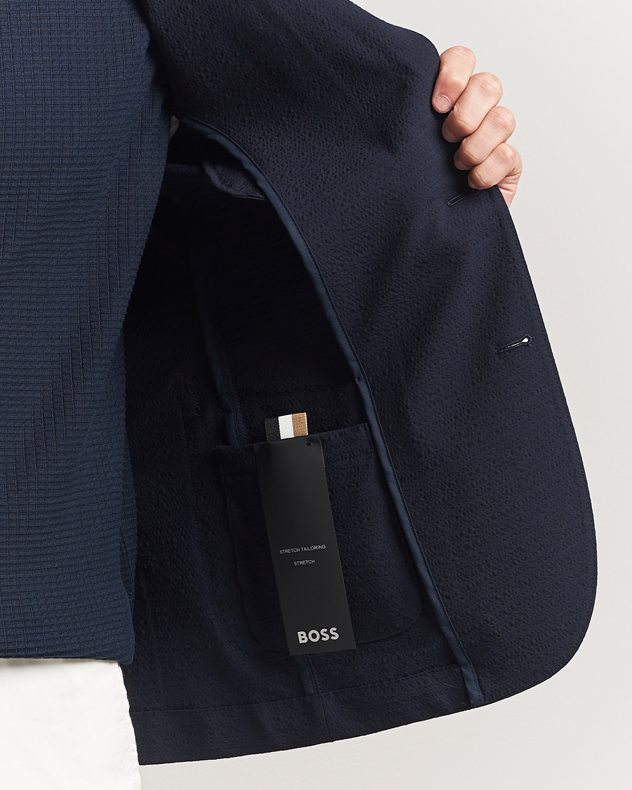 Hombres | Blazers | BOSS BLACK | Hanry Seersucker Patch Pocket Blazer Dark Blue