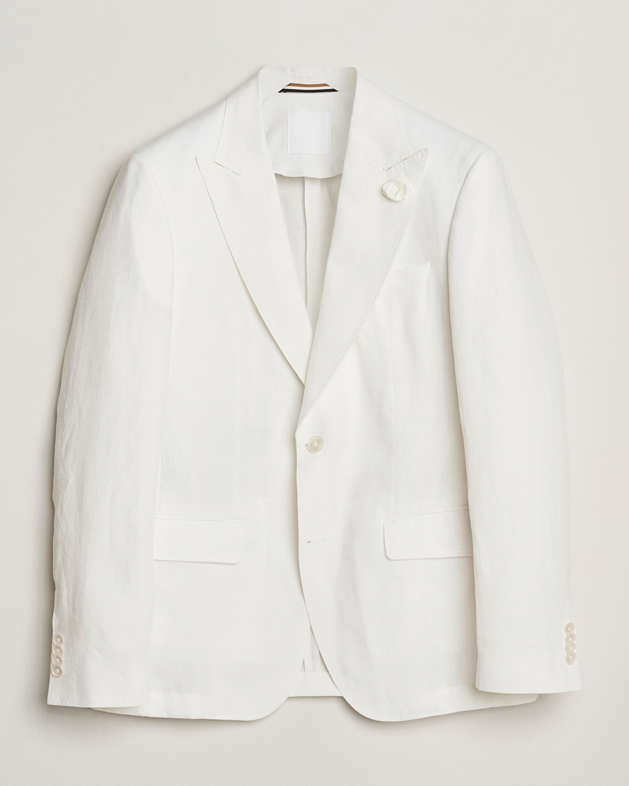Hombres | Blazers | BOSS BLACK | Huge Linen Peak Lapel Blazer White