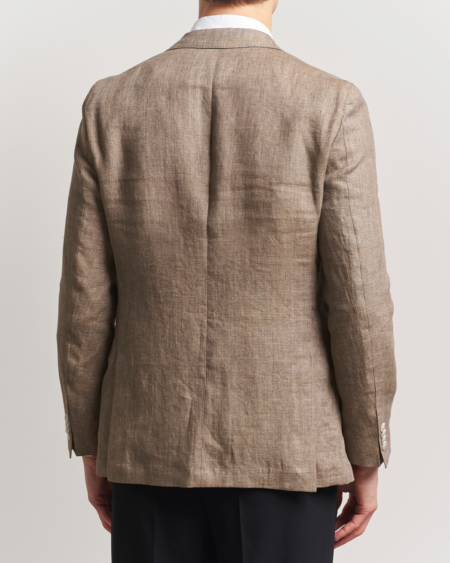 Hombres | Blazers | BOSS BLACK | Huge Linen Peak Lapel Blazer Dark Brown