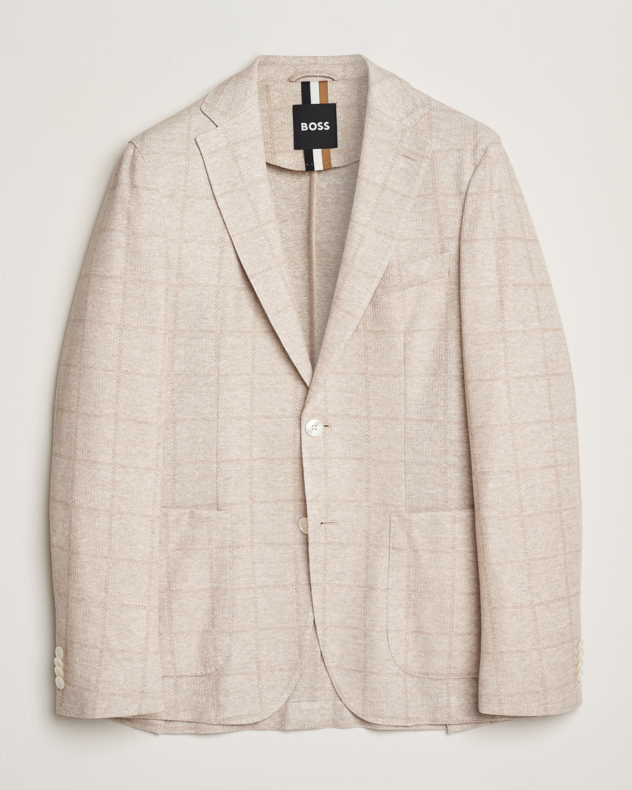Hombres | Blazers | BOSS BLACK | Hanry Checked Jersey Patch Pocket Blazer Open White
