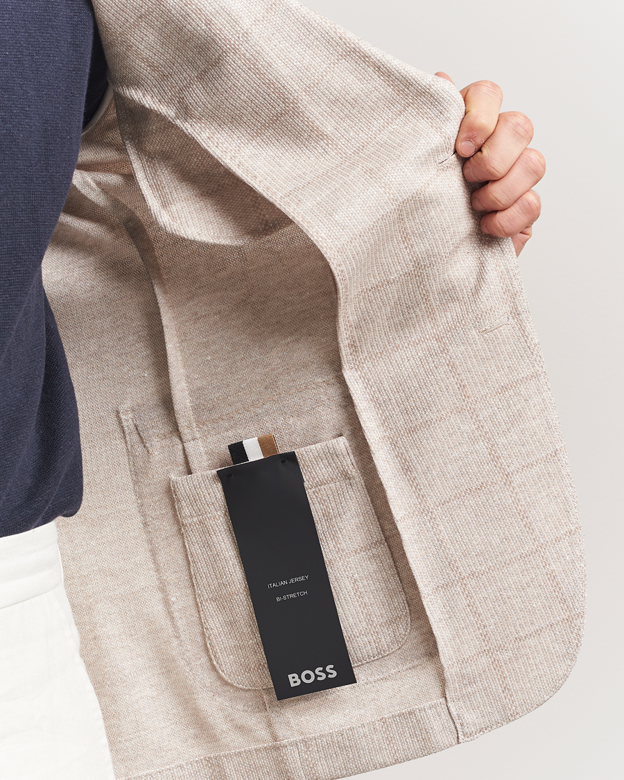 Hombres | Blazers | BOSS BLACK | Hanry Checked Jersey Patch Pocket Blazer Open White