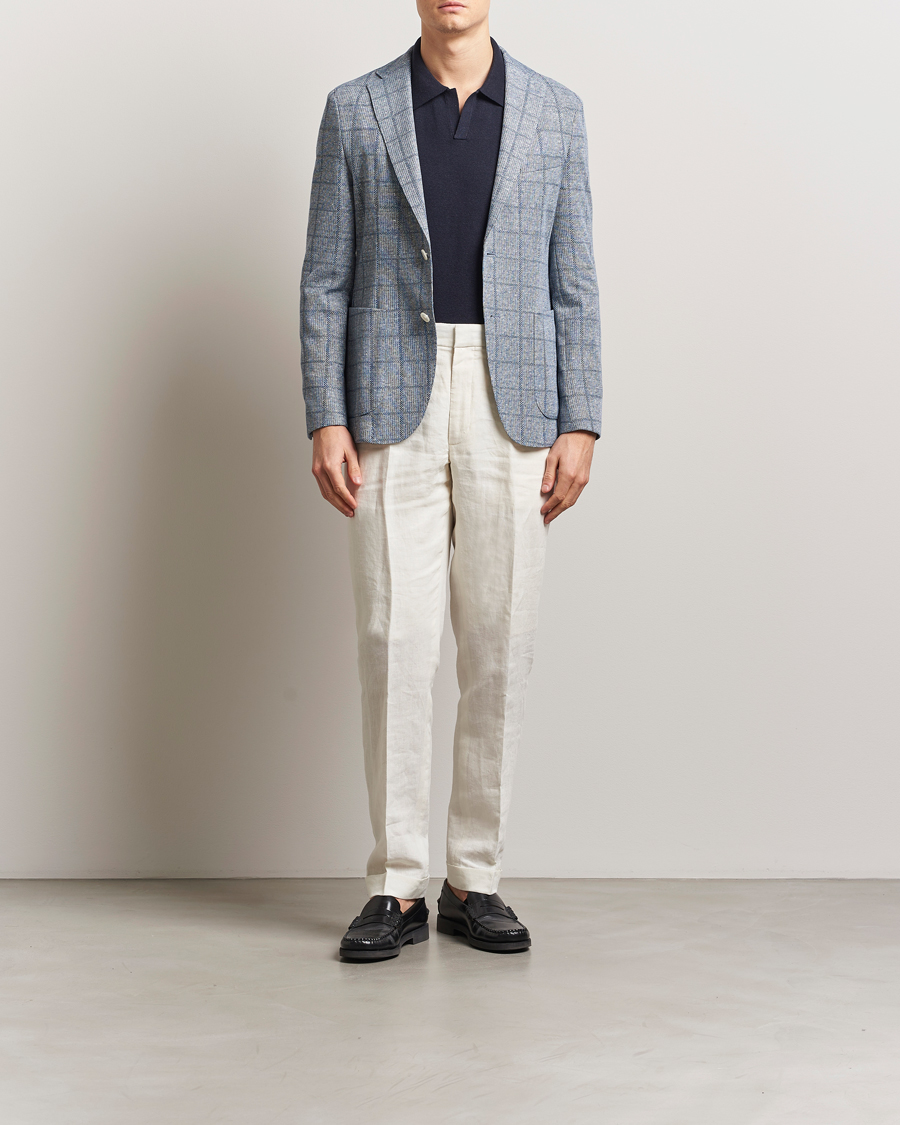 Hombres | Blazers | BOSS BLACK | Hanry Checked Jersey Patch Pocket Blazer Light Blue