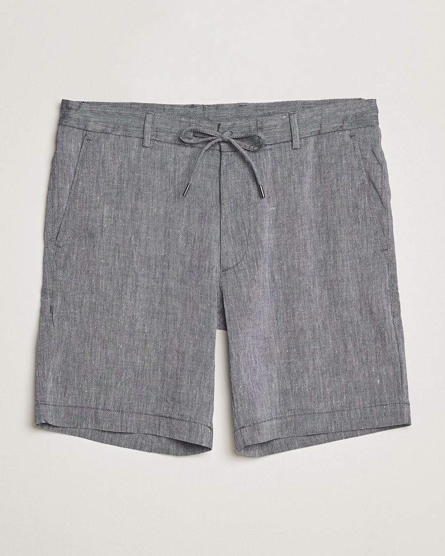 Hombres | Pantalones cortos | BOSS BLACK | Kane Linen/Cotton Drawstring Shorts Dark Blue