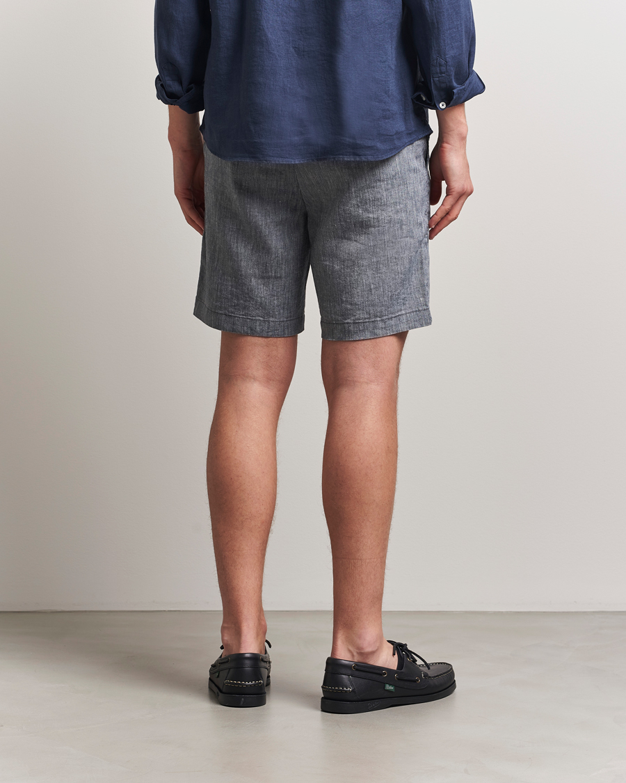 Hombres | Pantalones cortos | BOSS BLACK | Kane Linen/Cotton Drawstring Shorts Dark Blue