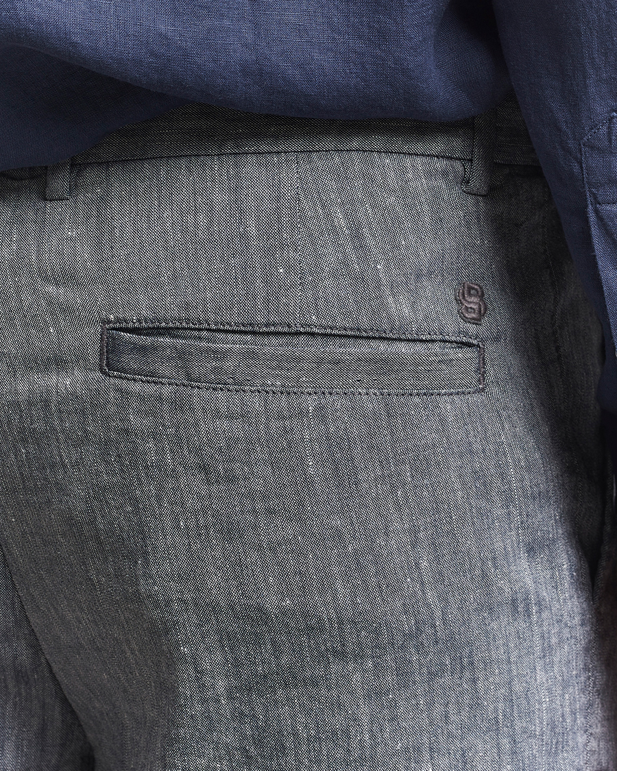 Hombres | Pantalones cortos | BOSS BLACK | Kane Linen/Cotton Drawstring Shorts Dark Blue