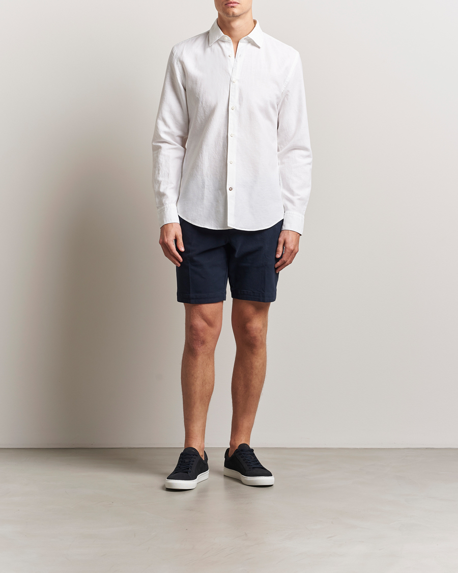 Hombres | Pantalones cortos | BOSS BLACK | Slice Structured Cotton Shorts Dark Blue