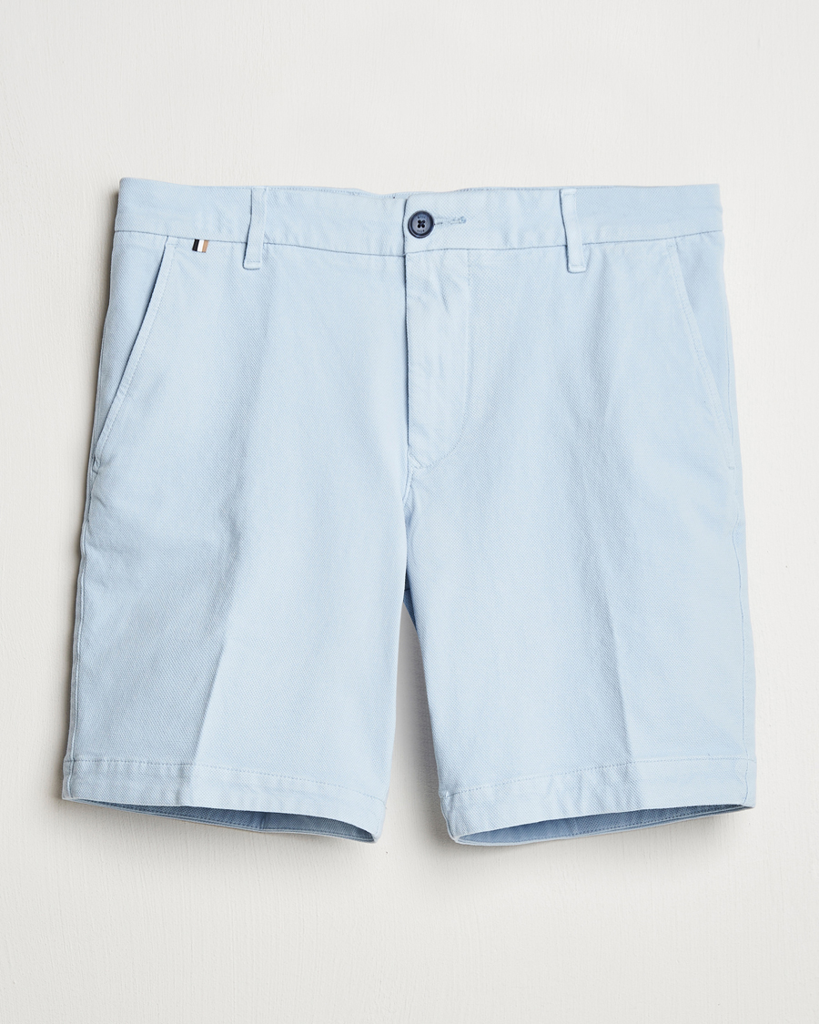 Hombres | Pantalones cortos | BOSS BLACK | Slice Structured Cotton Shorts Light Blue