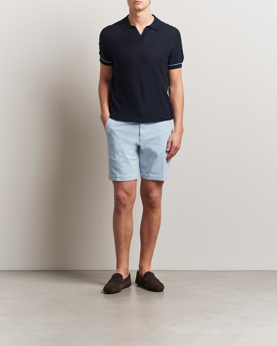 Hombres | Pantalones cortos | BOSS BLACK | Slice Structured Cotton Shorts Light Blue