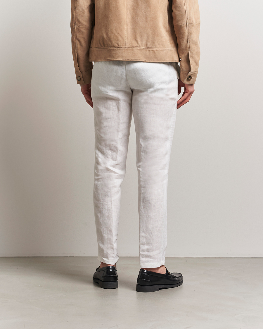 Hombres | Pantalones | BOSS BLACK | Genius Pleated Linen Trousers White