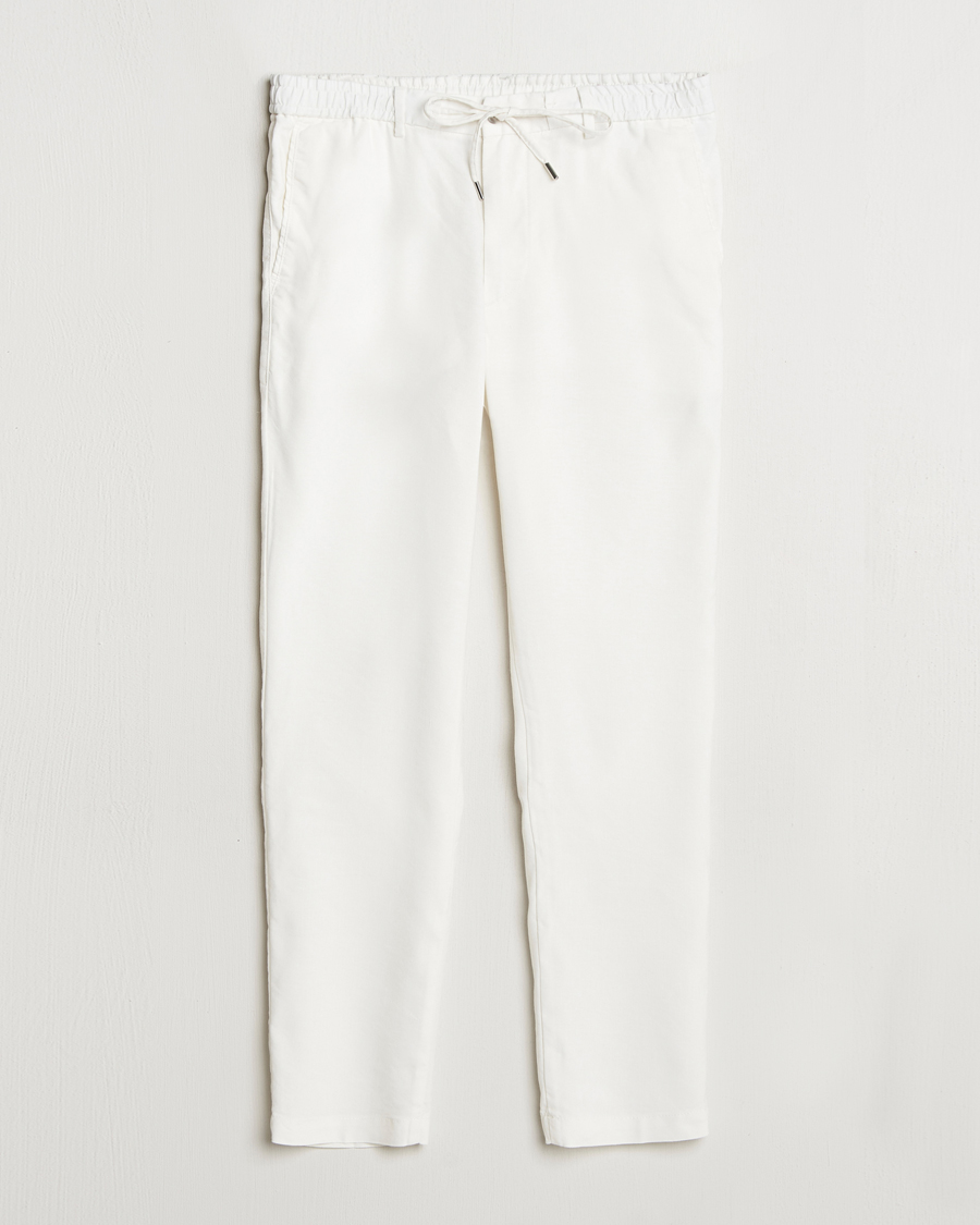 Hombres | Pantalones | BOSS BLACK | Kane Linen Blend Drawstring Trousers White