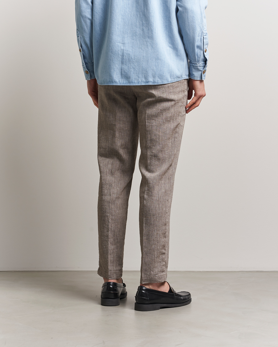 Hombres | Pantalones | BOSS BLACK | Kane Linen Blend Drawstring Trousers Dark Brown