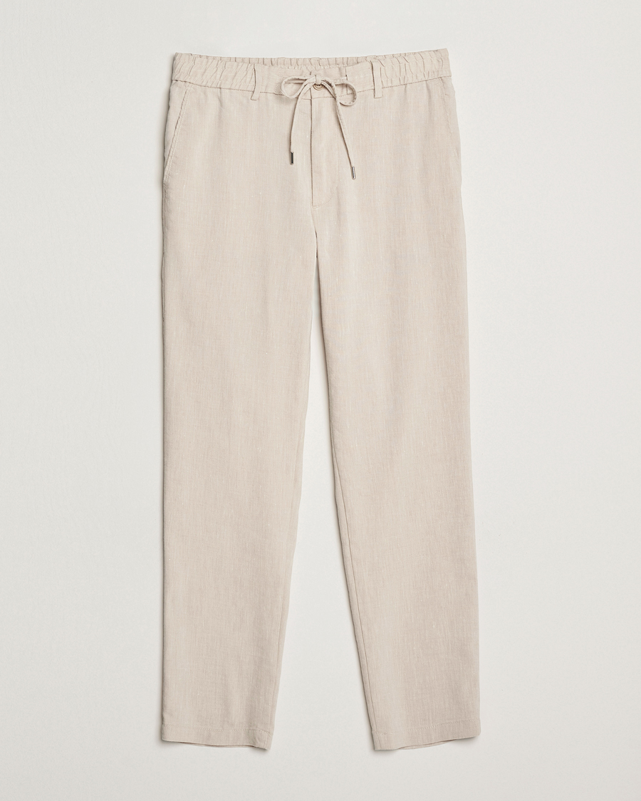 Hombres | Pantalones | BOSS BLACK | Kane Linen Blend Drawstring Trousers Light Beige