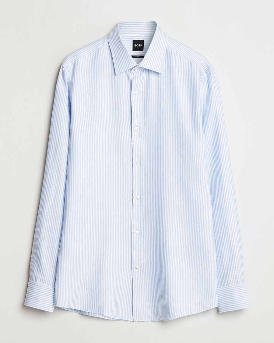 Hombres | Camisas | BOSS BLACK | Hank Linen/Lyocell Striped Shirt Blue/White