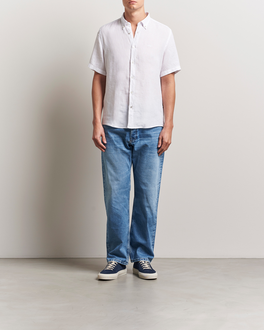 Hombres | Camisas | BOSS BLACK | Liam Linen Short Sleeve Shirt White