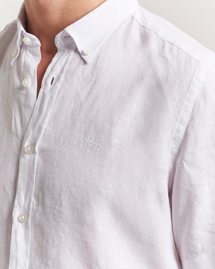 Hombres | Camisas | BOSS BLACK | Liam Linen Short Sleeve Shirt White