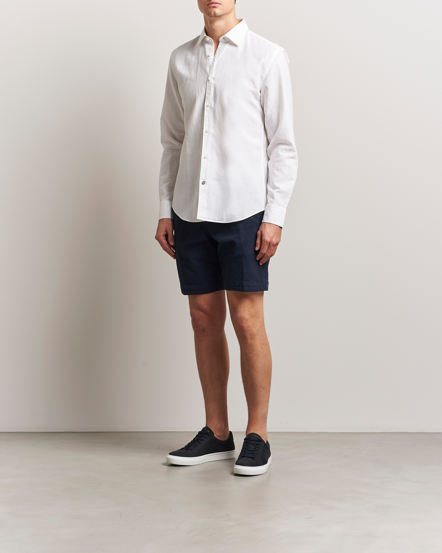 Hombres | Camisas | BOSS BLACK | Hal Cotton/Linen Contrast Shirt White