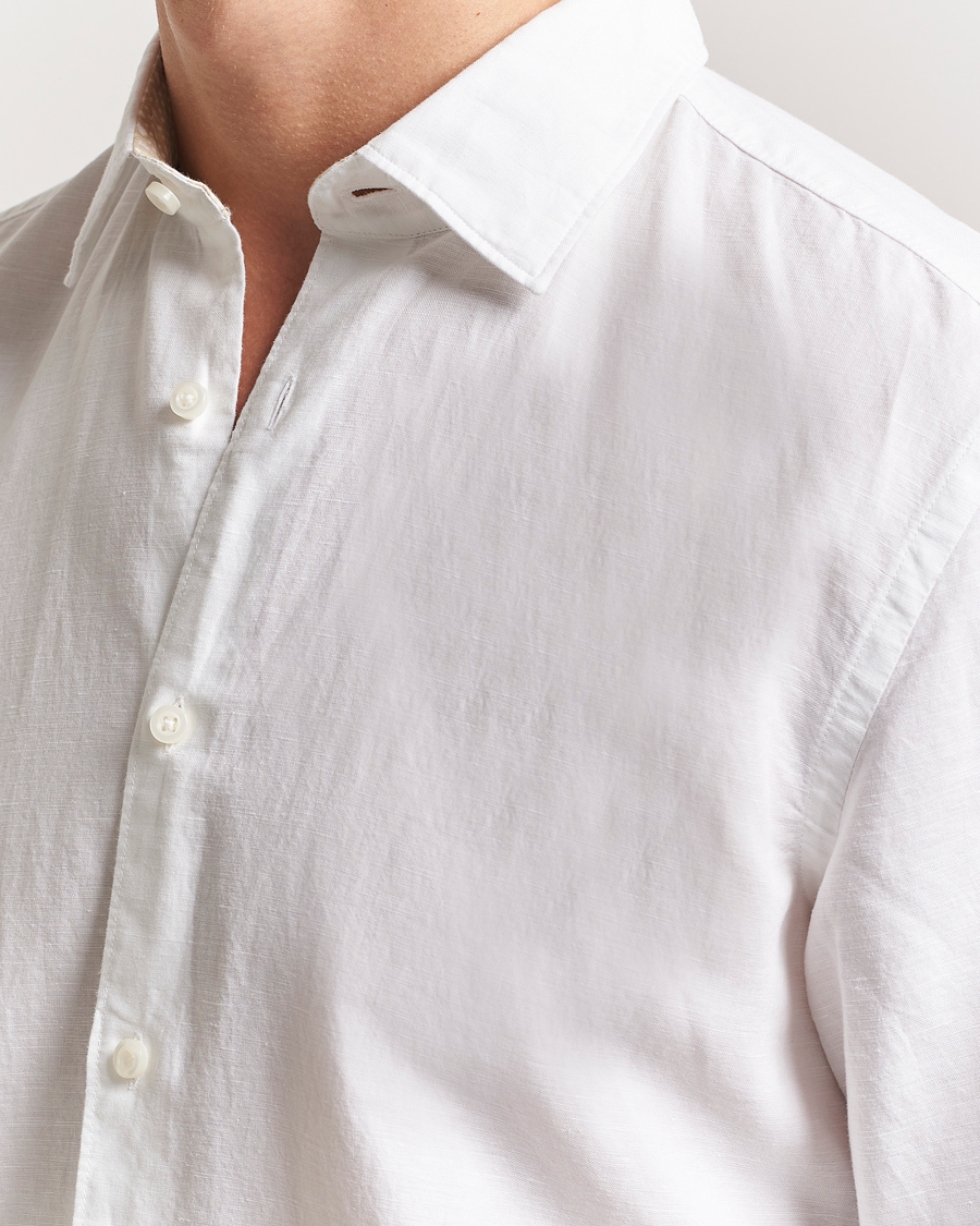 Hombres | Camisas | BOSS BLACK | Hal Cotton/Linen Contrast Shirt White