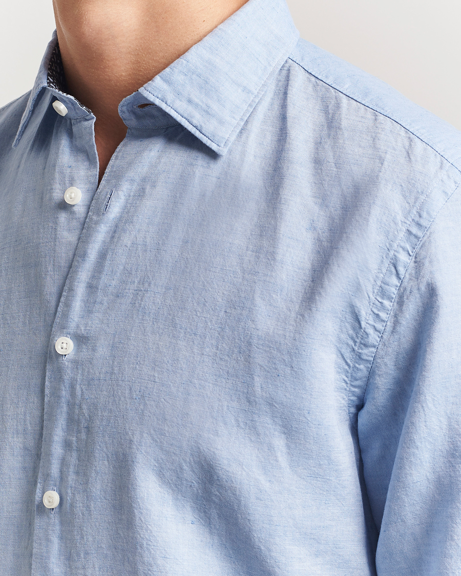 Hombres | Camisas | BOSS BLACK | Hal Cotton/Linen Contrast Shirt Light Blue
