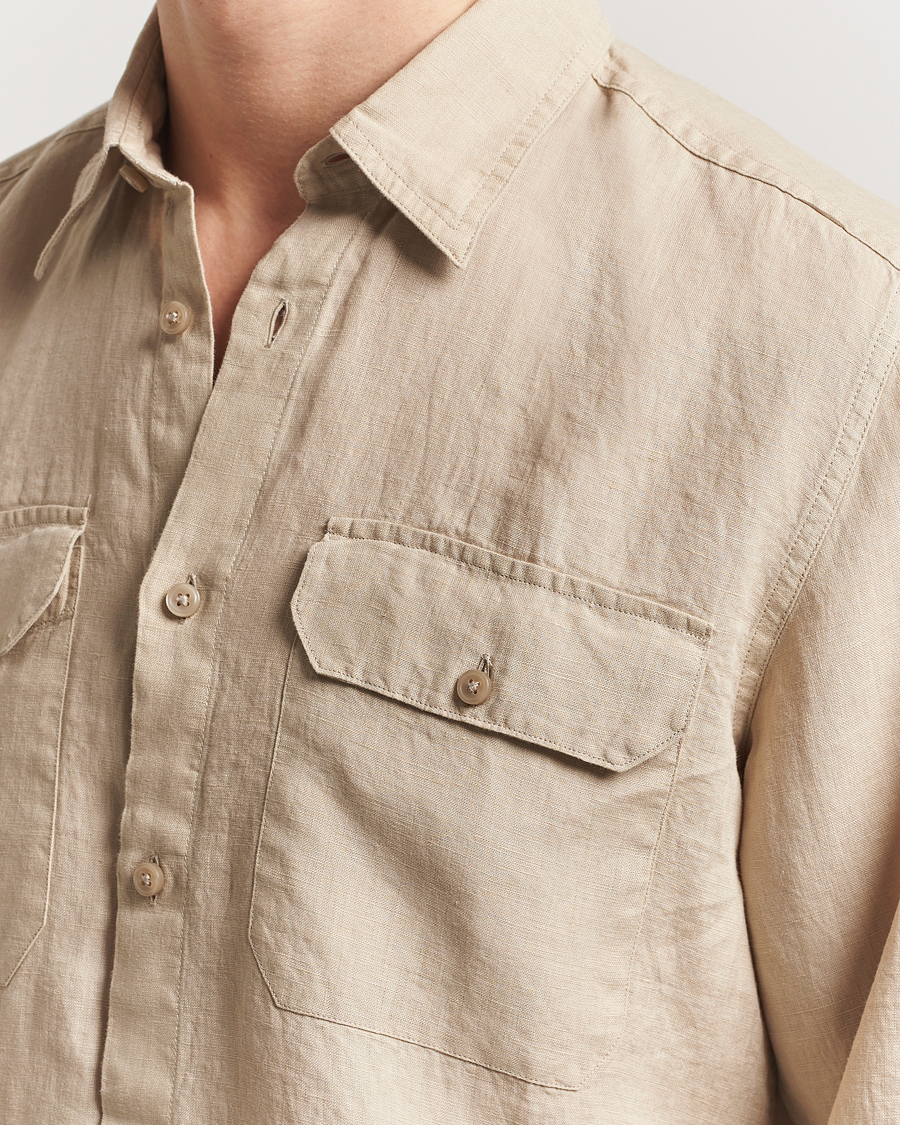 Hombres | Camisas | BOSS BLACK | Liam Linen Pocket Overshirt Light Beige