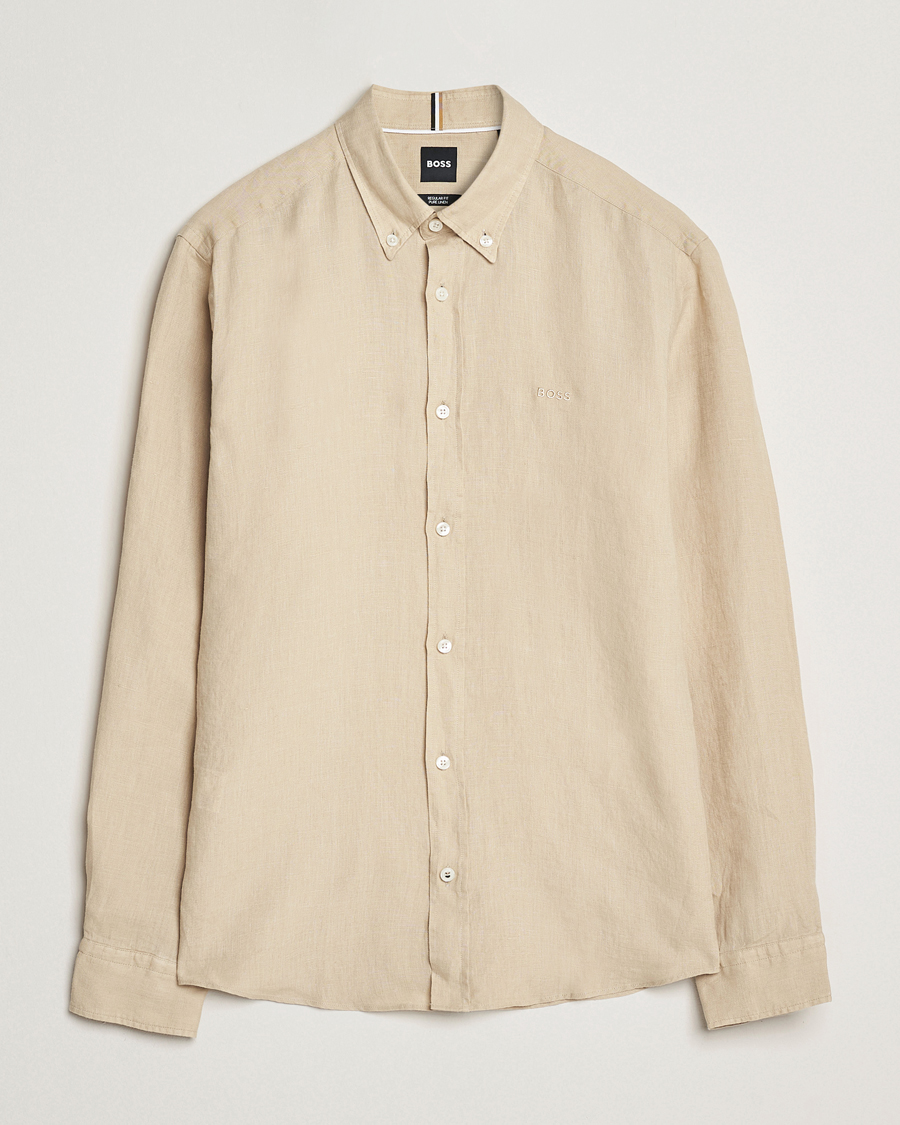 Hombres | Camisas | BOSS BLACK | Liam Linen Shirt Light Beige