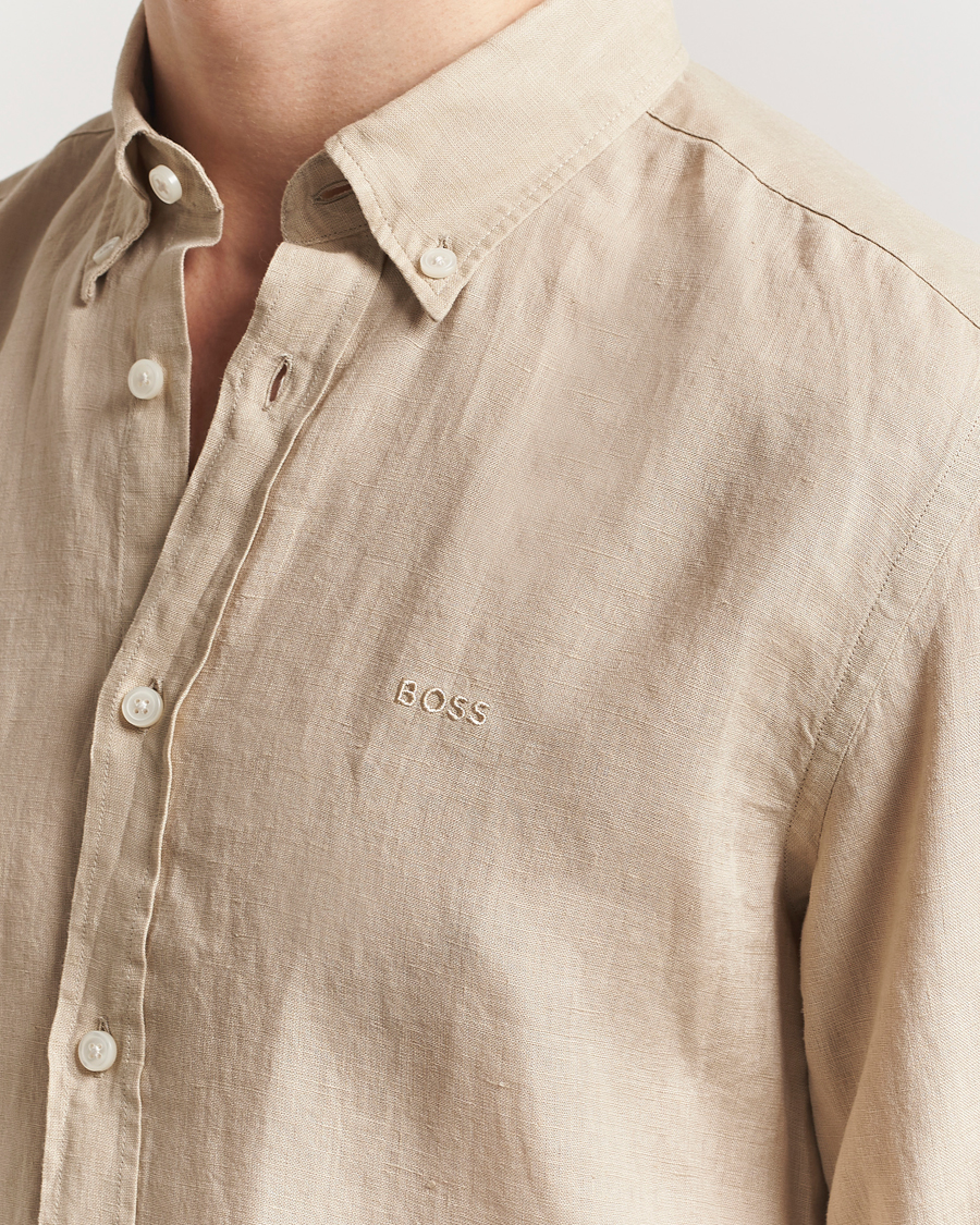 Hombres | Camisas | BOSS BLACK | Liam Linen Shirt Light Beige