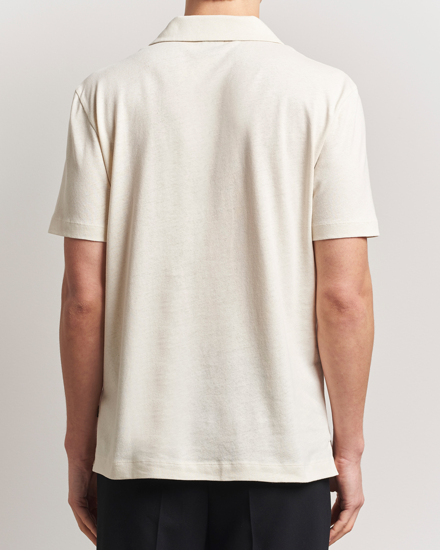 Hombres | Polos | BOSS BLACK | Ponti Cotton/Linen Open Collar Polo Open White