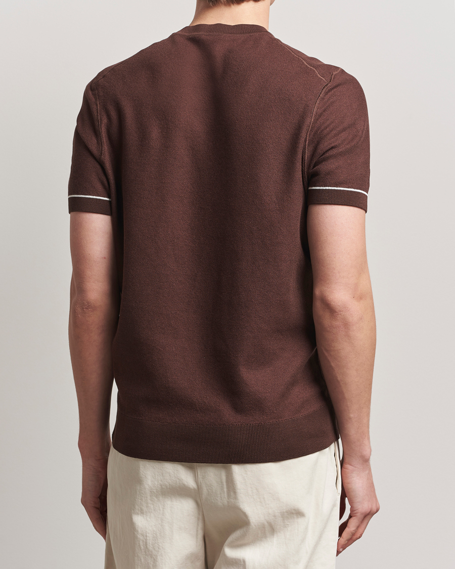 Hombres | Camisetas | BOSS BLACK | Jianfranco Cotton/Viscose Knitted T-Shirt Dark Brown