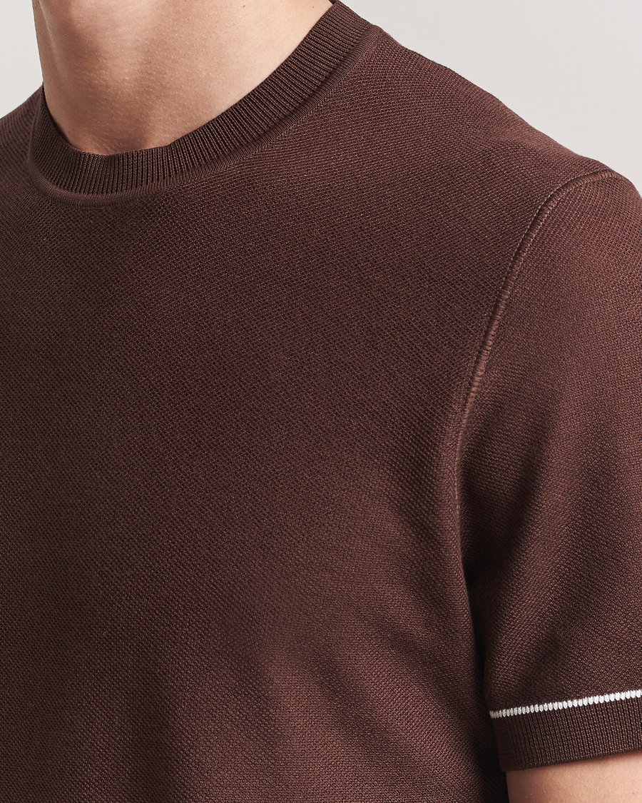 Hombres | Camisetas | BOSS BLACK | Jianfranco Cotton/Viscose Knitted T-Shirt Dark Brown