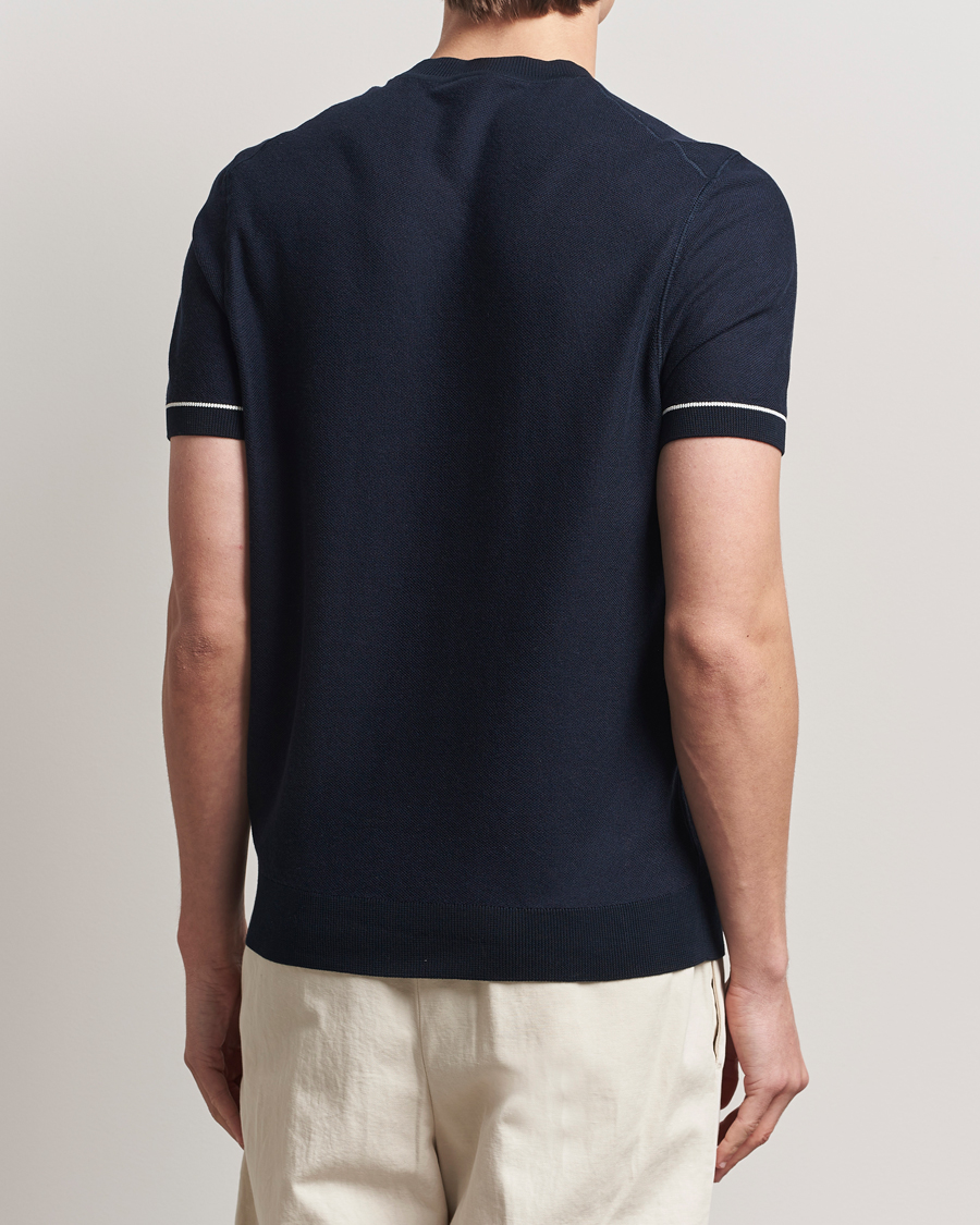 Hombres | Camisetas | BOSS BLACK | Jianfranco Cotton/Viscose Knitted T-Shirt Dark Blue